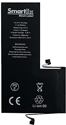 Smartex® Black Label Batterie Compatible avec iPhone 11 Pro Max - 3969 mAh |Garantie 2 Ans