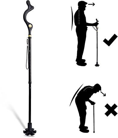 Ausziehbarer Gehstock Faltbar Unisex Gehstock Leichtgewichtiger Canes Höhenverstellbarer Gehstock Sticks Handschlaufe Stock Wandern Spazierstock Aluminium