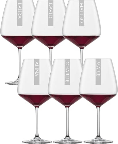 Schott Taste Lot de 6 verres à vin de 790 ml avec gravure personnalisée, passent au lave-vaisselle, verres à vin avec gravure laser personnalisée, coupe de bourgogne 6 pièces