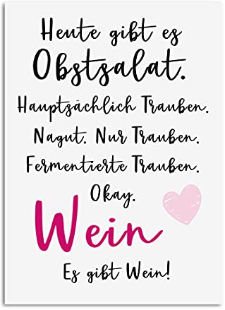 Nastami Postkarte Heute gibt es Obstsalat Motivationskarte lustig Sprüche Wein Geschenk Mädelsabend (Obstsalat)
