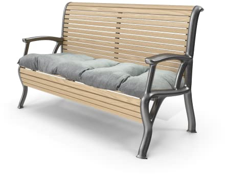 Grand Filippo Sitzkissen Bank 120 x 55 cm Grau - Wasserdicht Sitzkissen Garten Beständig Gegen Schimmel und Feuchtigkeit - Handgefertigt Sitzauflagen für Bänke mit Befestigungsschnüre