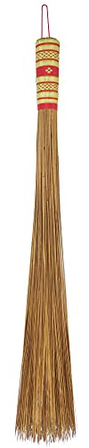 32 inch Multi-Surface Sturdy Outdoor Authentic Coconut Leaf Broom Asian Heavy Duty Broom Thai Natural Coconut Leaf Broom (Country Rustic) 1 Piece