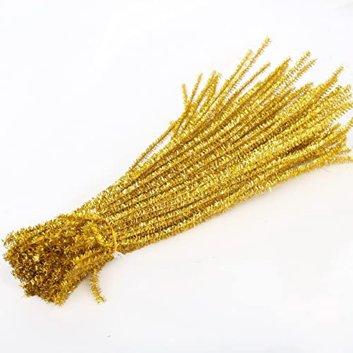 Cozylkx 50 Stück Plüsch Lametta Stiele, 30 Cm/11,8 Zoll, Chenille Stiele Pfeifenreiniger Glitzer Lametta Für Heimwerker,Gelb