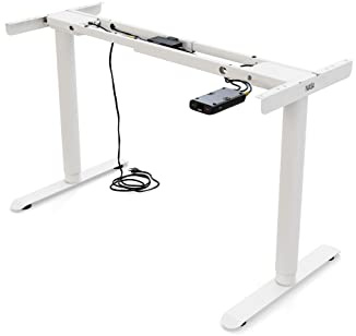 Yaasa Frame Basic S Tischgestell Höhenverstellbar | USB-Anschluss | 2-Fach-Teleskop | Tastensperre (Weiß)