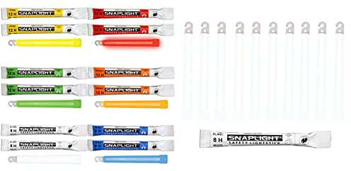 Cyalume SnapLight Leuchtsticks, 15 cm, 12 Stück & Knicklichter in Weiß (10-er Pack) - Glow Sticks Mit Haken am Ende - Ultra Helle Light Sticks für 8 Stunden