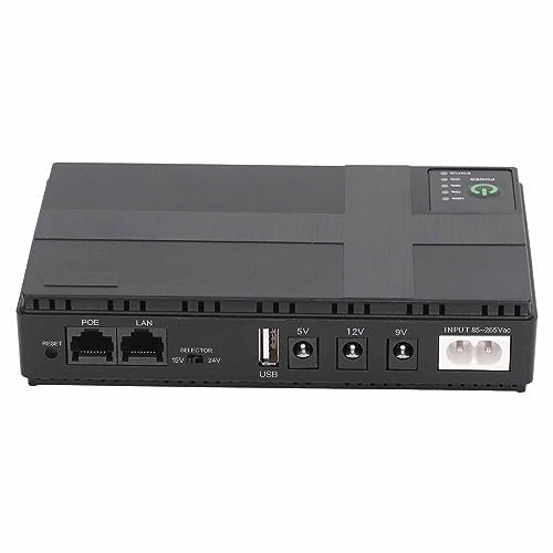 10400mAh Mini UPS Batería de Respaldo, 5V 9V 12V 2A POE Fuente de Alimentación Ininterrumpida, Sistema UPS de Espera Básico Compacto para WiFi Cámara Enrutador Luz LED Módems
