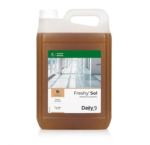 DAILY K Détergent Sol 5L - Nettoyant Pour Tous Types de Sol FRESHYSOL en Bidon - Produit Multi Surface Non Moussant, Parfum Ambiance - Grand Format Économique pour Usage Intensif - Made in France