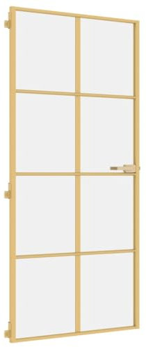 Porte intérieure mince doré 93x201,5 cm verre trempé aluminium