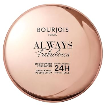 Bourjois Always Fabulous, 425 Honey, poudre de teint, formule légère, tenue longue durée jusqu’à 24 h, SPF 20, acide hyaluronique, fini mat naturel, 7 g