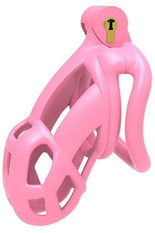 B2-Ceinture de chasteté Set de 4 cockrings Rose Sissy Sex Toy Cage de chasteté Cage de chasteté respirante avec Invisible Lock Design Homme Cock Bondage BDSM Sex toys en résine (short,Pink)