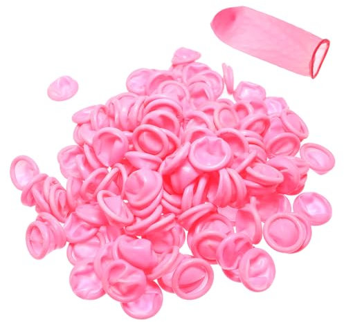 Lind Kitchen Fingerhandschuhe, Einweg-Fingerlinge, mittlere Fingerschutz, Fingerhülse, Daumenschutz, Fingerspitzenschutz, Daumenschutz, Daumenschutz, Daumenschutz, Daumenschutz, 200 Stück, Rosa