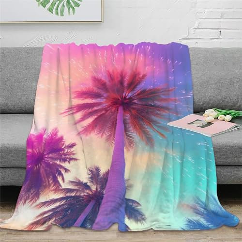 CULPRT 3D Palme Decke Flanell,Tagesdecke, Superweiche Decke Mit Weichem Für Erwachsene Und Kinder Blanket Für Sofa Mikrofaser Kinderdecke Decke 70x80inch(180x200cm)