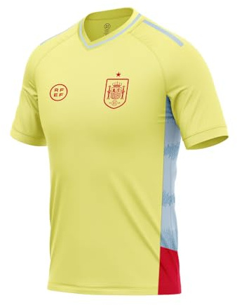 RFEF - Réplica Camiseta Oficial Selección Española de Fútbol - 100% Poliester Transpirable - Segunda Equipación España Eurocopa 2024 - Equipación Selección Española Junior - Color Amarillo - Talla 4