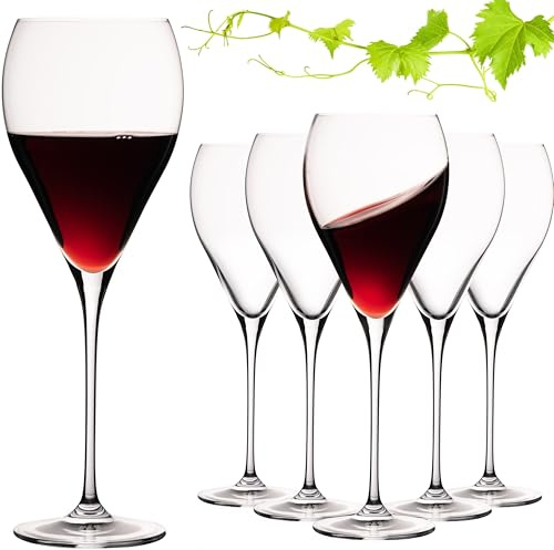 IMPERIAL glass Hohe Tropfenförmige Rotweingläser 520ml 'Paris' Set 6-Teilig Weingläser aus Crystalline Glas Spülmaschinenfest