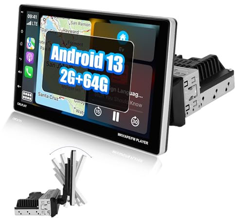 SIXWIN [2+64G Android 13] Autoradio 1 Din mit Wireless Carplay&Wired Android Auto, 9 Zoll HD Touchscreen mit WiFi/GPS/Bluetooth/Mirror Link/USB/FM/RDS/AUX/EQ/SWC