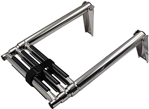 SnamicE Scaletta telescopica in Acciaio Inox telescopica a 3 gradini Pieghevole per Yacht Marino, Ponte da Nuoto con Pedale Antiscivolo, capacità di 330 libbre,