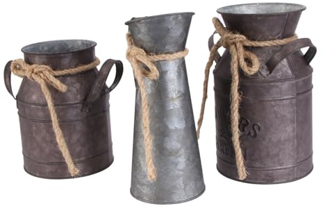 IMIKEYA 3pièces Lot de Seaux à Fleurs Fer Rétro Style Champêtre Décorations Vintage pour Maison Jardin Pots Forme De Cruche à Lait Assortis pour Fleurs Séchées