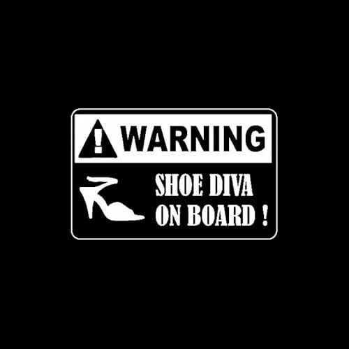 JIFENLI Autoaufkleber 12,7 cm * 8 CM WARNSCHUH DIVA AN BORD Aufkleber Vinyl Auto Aufkleber Schwarz/Silber