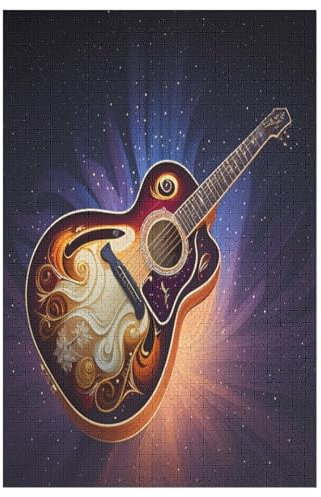 Puzzles Für Erwachsene Und Kinder, Gitarre -Puzzle, 1000 Teile, Kreative Holzpuzzles, Puzzles Für Erwachsene, Geschenke 78×53cm