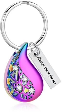 Llavero de urna de lágrima de árbol de la vida para cenizas, joyería de cremación, llavero de acero inoxidable para cenizas humanas/mascotas, soporte para cenizas funerarias, joyería de recuerdo para