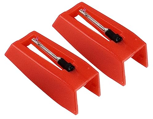 Vaguelly Rote Grammophon Schallplattennadeln aus Kunststoff und Aluminium Konische Ersatznadel für Plattenspieler Besserer Bass
