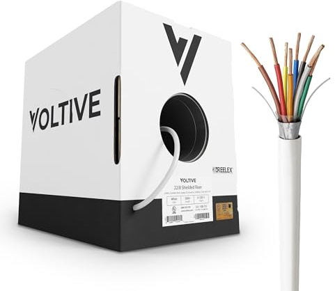 Voltive 22/8 Shielded Low Voltage Wire, Riser CL3R, White, 500ft - 22AWG, 8 Conductors, Overall Shield, Stranded Bare Copper, UL Listed - V-1307-1
