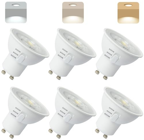 Ugvmn GU10 LED Lampe 5W（50W lampe ersetzt, 3 CCT einstellbar Warmweiß 3000K / Naturweiß 4000K / Kaltweiß 6000K Glühbirnen,Abstrahlwinkel 38° Leuchtmittel,Nicht Dimmbar Energiesparlampe, 6er-Pack