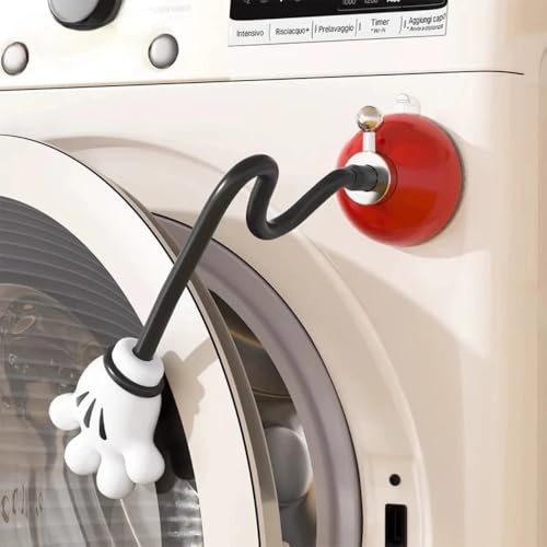 Front Load Washer Door Prop and Stopper, Washing Machine Door Holder with 2.5-Inch Suction Cup Base and Flexible Hose, Removable Washer Door Stopper Keep Washer Door Open to Prevent Odors (RED)