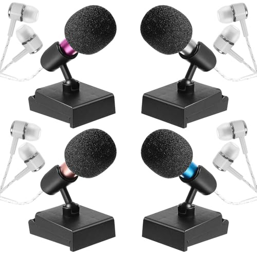MOTHNUR 4 Sets Mini Microphones Portable Singing Mic Kits with Covers and Black Holders Compatible with Phones and Laptops Multi-color Vocal Recording Microphone for Broadcasting and