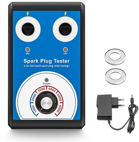 AKLOSIPY Tändstiftstestare med Dubbla Hål, 12V 0 6000 Rpm Min Bensinoljefordon med 13 Mm Diameter 100V 240V Inspänningstest Tändstiftets Prestanda och Tändstyrka (EU)