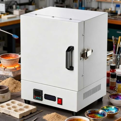 DowPie Elektrischer Brennofen (1150 °C) für die Schmuckbehandlung, geschlossener Muffelofen (2000 W) – 4-seitige Beheizung, präzise Einstellung zum Schmelzen von Metall und Ausbrennen von Wachs