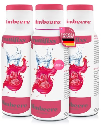 Sodafixx 3er Set Fruttifixx Getränke Sirup Himbeere 500ml - Fruchtsirup für 12L Fertiggetränk zuckerreduziert - Getränkekonzentrat Wasser mit Geschmack - ideal für Wassersprudler & Mixgetränke