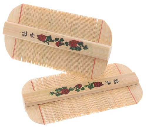 CONGARTENO Pettine per Pidocchi in Bambù 2 Pezzi Pettine Antiforfora Denti Ultrafini Sicuro per Portatile e Compatto per Uso Domestico e in Viaggio