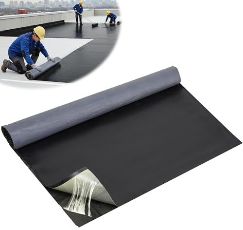 SFNSM 50 Mil EPDM Rubber Roofing Materials, Self-Adhesive Waterproofing Membrane for Roof 39 in x 32 ft, Underlayment Waterproof Membrane Foundation for Flat/Metal Roof, RV, Terrace Building Materials