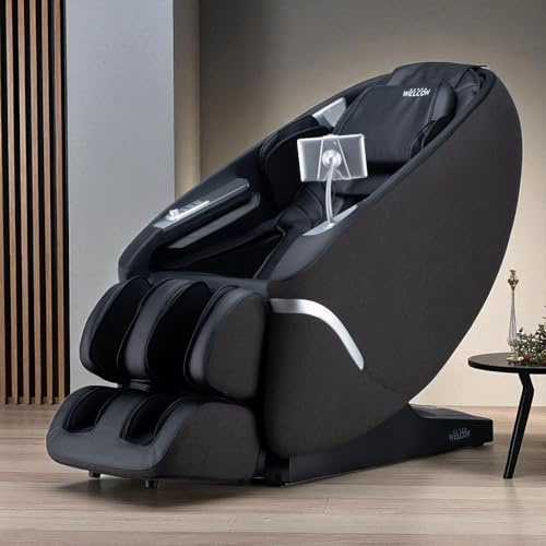 WELCON MAXXCARE 4D Massagesessel elektrisch in Schwarz-Grau | Wärmefunktion, Zero Gravity, Shiatsu Sessel, Ganzkörpermassagesessel