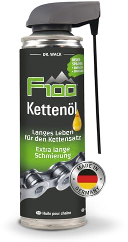 DR. WACK – F100 Kettenöl Fahrrad 300 ml I Fahrradketten Öl mit PTFE-Zusatz I Höchster Verschleißschutz & Korrosionsschutz I Kettenspray Fahrrad für alle beweglichen Teile I Mit sparsamem Sprühkopf