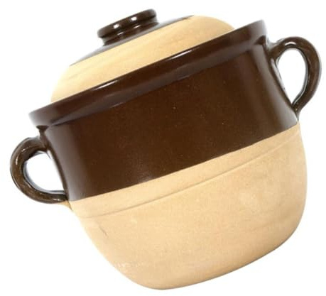 COSMOBETTY Olla de Barro de 2l Doble Asa, Cerámica Loza, Calentamiento Uniforme y Antiadherente para Guisar en Cocina Doméstica