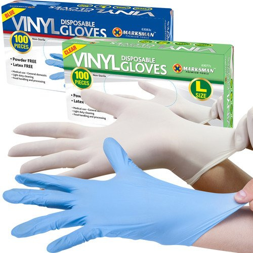 BARGAINS-GALORE 100 Powder Free or Powdered Vinyl Disposable Gloves Work Garage Medical Examination Clear | Medical, Food, Multi Use | Protection Safety (Clear, X Large)