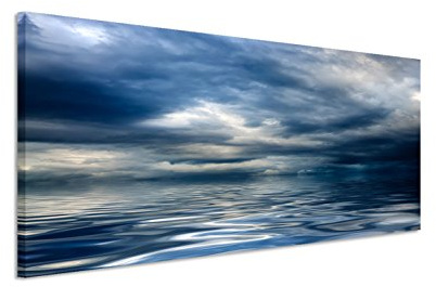 150x50cm Leinwandbild auf Keilrahmen Meer Wolken Wandbild auf Leinwand als Panorama