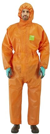 Ansell AlphaTec 5000 soldado y sellado por ultrasonidos, Modelo 111, Trajes de protección química (Tipo 3/4), Naranja, Talla 5 (XL), 1 unidad