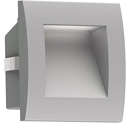ledscom.de LED recessed wall Light ZIBAL, Downlight for Outdoors, IP65, Grey matt, 90 x 90mm, Warm White