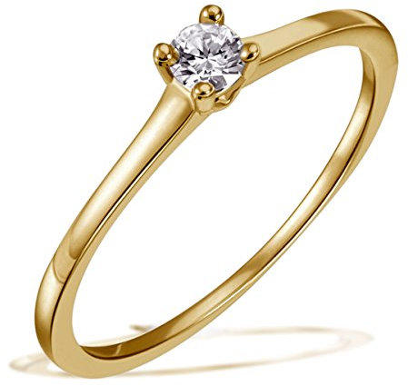 Goldmaid Damen-Ring Solitär Jana Solitär Ring Jana 0.10 ct. 585 Gelbgold Diamant (0.10 ct) weiß Brillantschliff Gr. 56 (17.8)Verlobungsring Diamantring