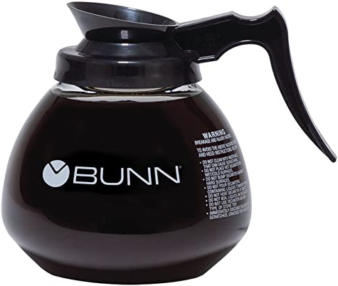 BUNN Coffee Pot Decanter/Carafe Black Regular - New Glass Design Shape - Ergonomic Handle - 12 Cup Capacity -