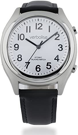 Verbalise Unisex Talking Watch, Radio-Controlled, Speaks Time, Date, Alarm. Designed for Blind, Visually Impaired & Elderly. 2 Year Warranty, UKs No1 for Quality Service and Choice. (Black Leather)