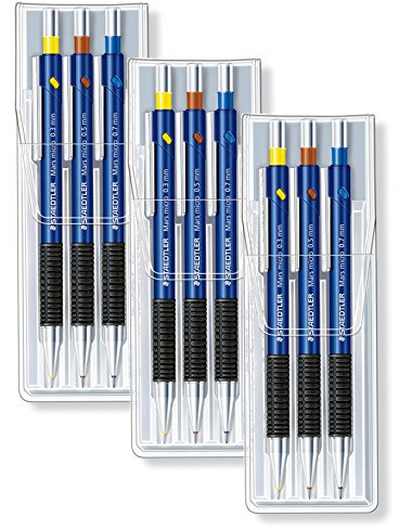 3x Staedtler 775SCWP3 - Marsmicro 0,3-0,7 3er Set farbig (3, Ohne Nachfüllminen)