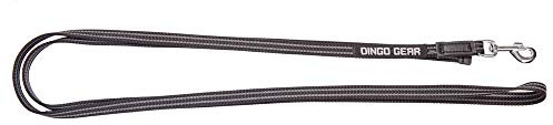 Dingo Gear Hundeleine Einzel aus Gummierten Band ohne Griff Breite 2 cm Länge 2,5 m Schwarz S03588