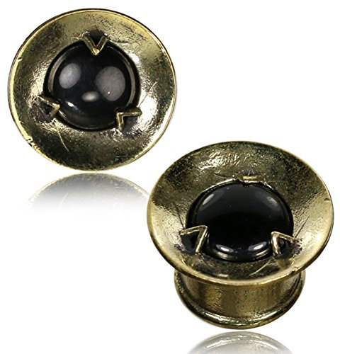CHICNET Embudo de latón con diseño de ónix, piedra antigua, color dorado, Brass