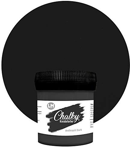 LM-Kreativ Chalky Kreidefarbe 100 ml (Anthrazit Dark) - - Finish Kreide-Farbe für einen Vintage/Shabby-Chic-Look. Die Kreidefarben/Kalkfarbe sind auch als Holzfarbe verwendbar & trocken matt auf