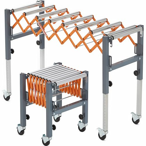 Bora Portamate Adjustable Conveyor Roller Stand, Infeed/Outfeed Support, Expandable Gravity Conveyor, 135kg Weight Capacity, Locking Swivel Castor Wheels, PM-2700