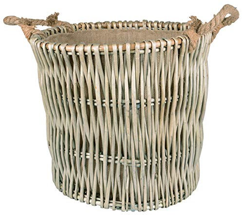 Korb Weide rund 2 Seilgriffe innen grau weiß Ø 42